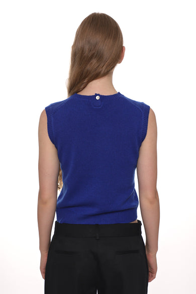 Sandy Liang SHRUNKEN CASHMERE VEST IN BLUE