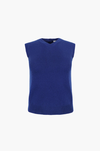 sandy liang SHRUNKEN CASHMERE VEST IN BLUE