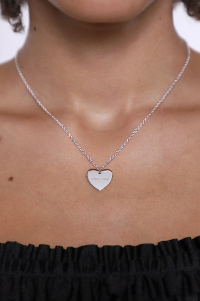 Sandy Liang STERLING SILVER HEART TAG NECKLACE