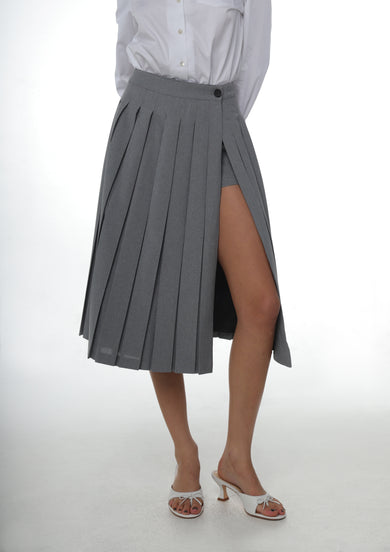 Sandy Liang UNIFORM SKORT IN GREY