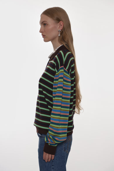 Sandy Liang WOODS SWEATER IN PRE-K OLIVE STRIPE