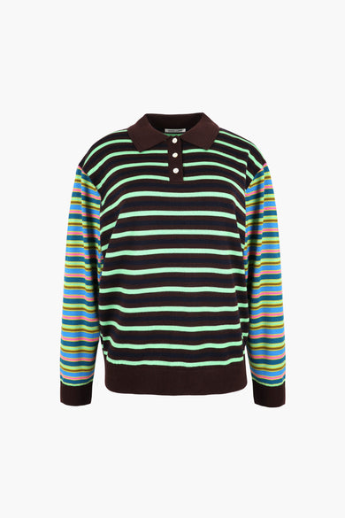 sandy liang WOODS SWEATER IN PRE-K OLIVE STRIPE