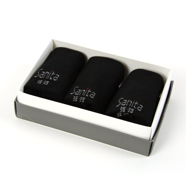 Sanita Bamboo Footies 3-Pack Unisex In Black