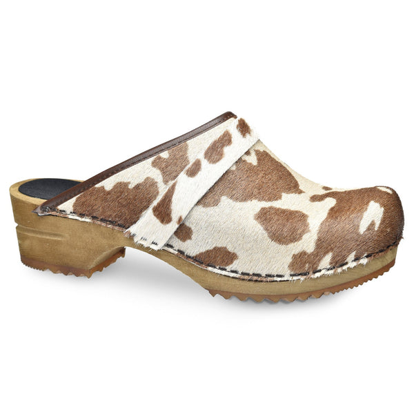 sanita Caroline Women's Wood Clog in Brown/White