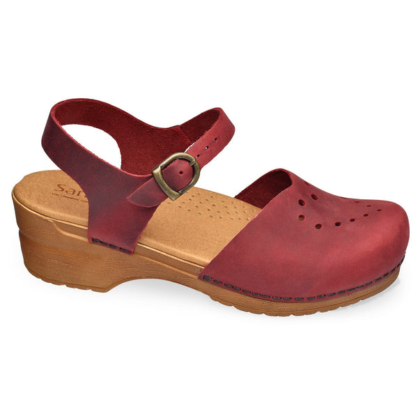 sanita Heart Women's Sandal in Deep Red