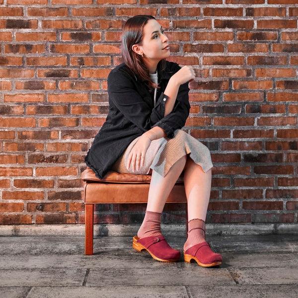 Sanita Hedi Women's Wood Clog In Deep Red