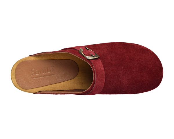 Sanita Hedi Women's Wood Clog In Deep Red