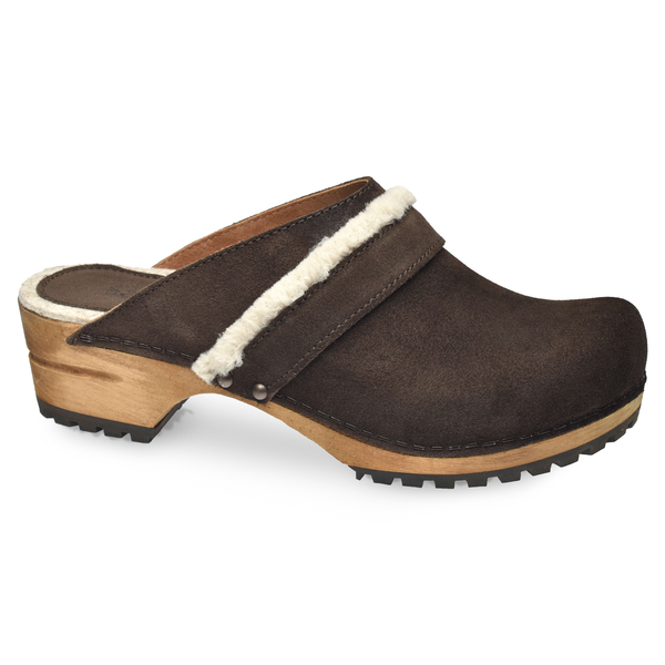 sanita Hirse Women's Wood Clog in Dark Brown