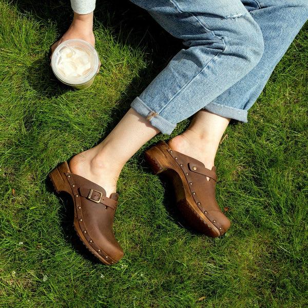 Sanita Kristel Women's Wood Clog In Antique Brown