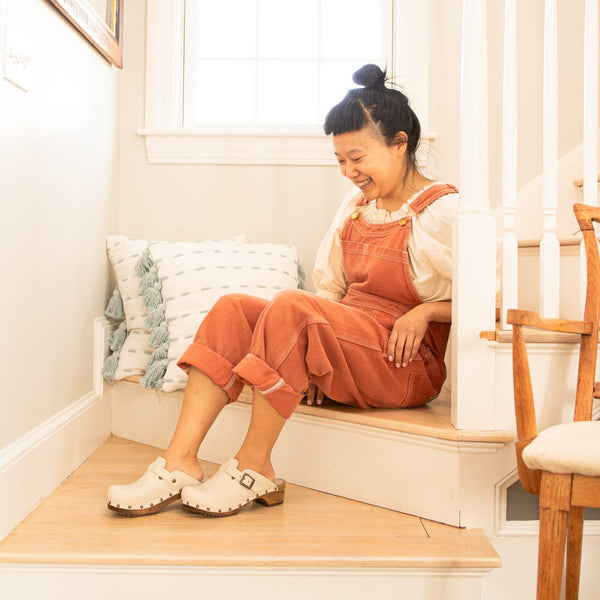 Sanita Kristel Women's Wood Clog In Cream