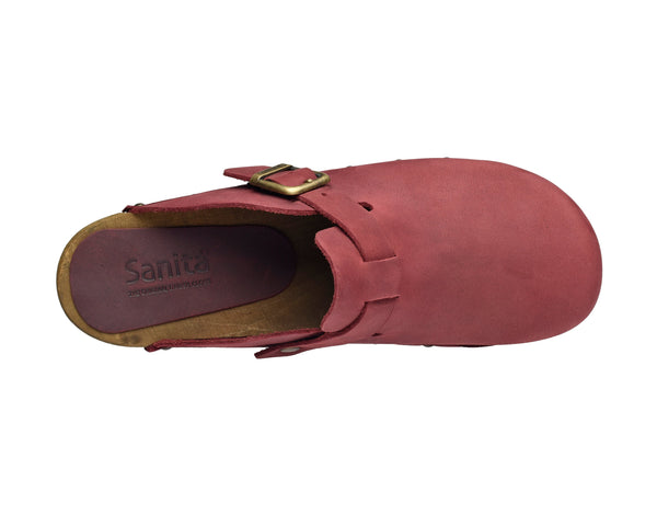 Sanita Kristel Women's Wood Clog In Deep Red