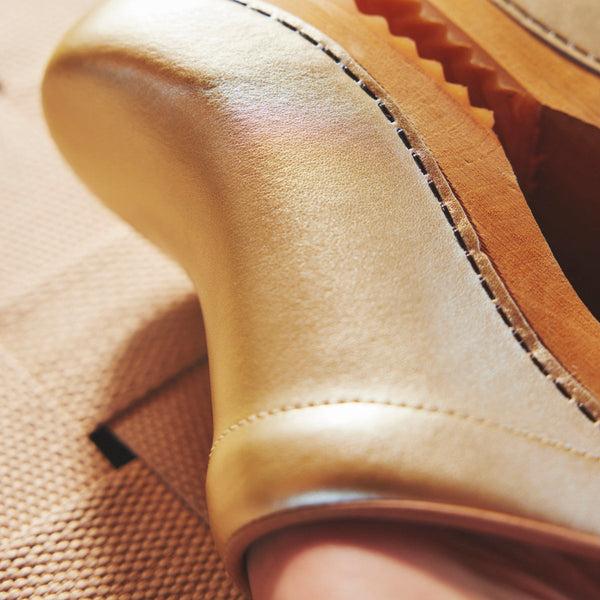 Sanita Lotte Women's Wood Clog In Gold