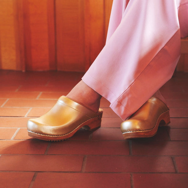 Sanita Lotte Women's Wood Clog In Gold