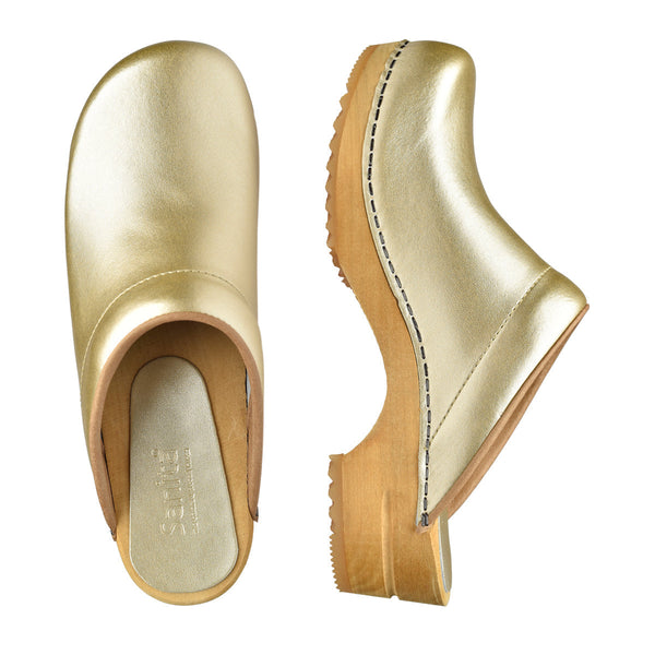 Sanita Lotte Women's Wood Clog In Gold