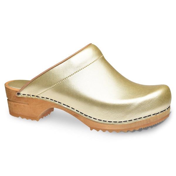sanita Lotte Women's Wood Clog in Gold