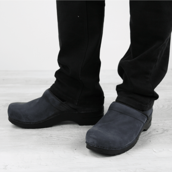 Sanita Pro. Oiled Leather Men's Clog In Ink