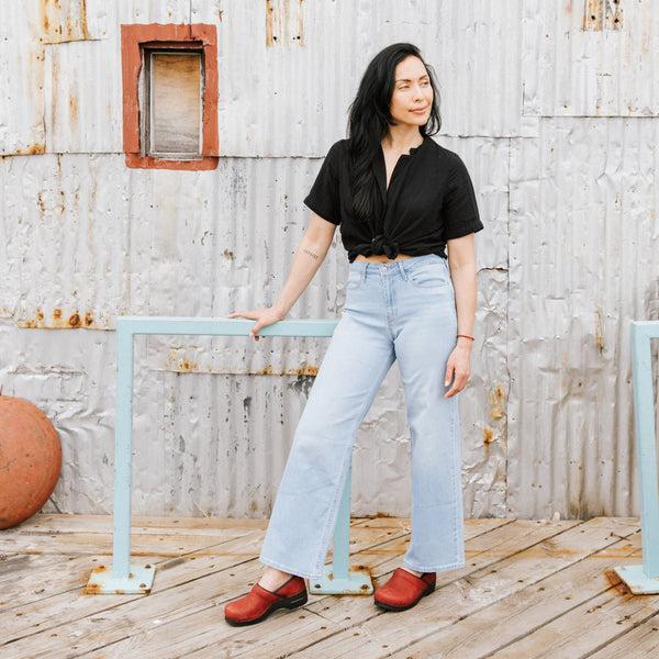 Sanita Pro. Oiled Leather Women's Clog In Burgundy