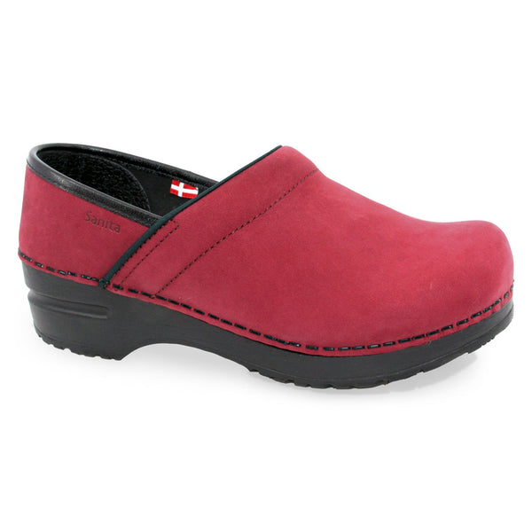 sanita Pro. Oiled Leather Women's Clog in Raspberry