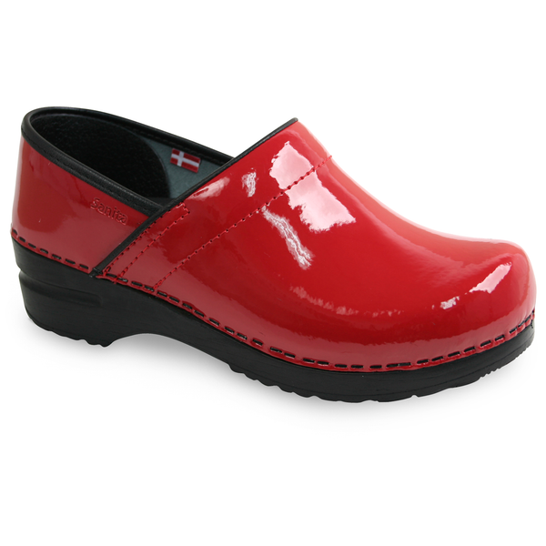 sanita Pro. Patent Women's Clog in Red