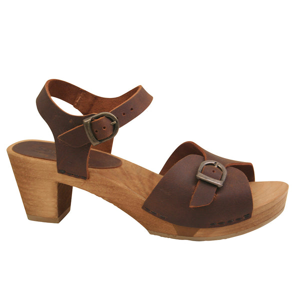 sanita Tiana Women's Wood Sandal in Chestnut