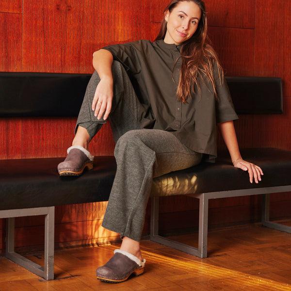 Sanita Urban Women's Wood Clog In Anthracite