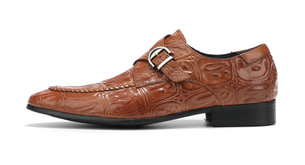 Santimon Men's Alligator Buckle Slip On Leather Loafers