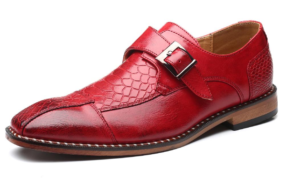 santimon Men's Alligator Composite Monk Strap Loafers