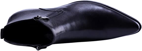 Santimon Men's Ankle Genuine Leather Dress Zipper Pointed Toe Casual Boot