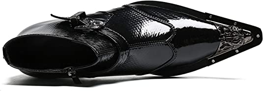 Santimon Men's Ankle Western Boot Zipper Metal Tip Black