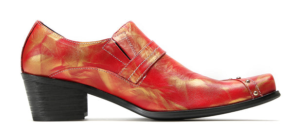 Santimon Men's Beaded Buckle Monk Strap Penny Western Loafers