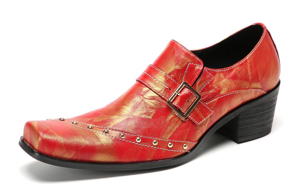 santimon Men's Beaded Buckle Monk Strap Penny Western Loafers