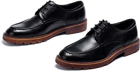 Santimon Men's Brogue Wingtip Derby Black Brown Tan