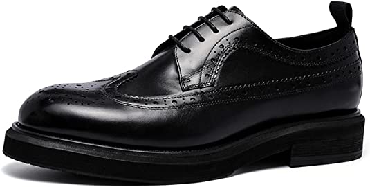 santimon Men's Brogue Wingtip Derby Black Brown Tan