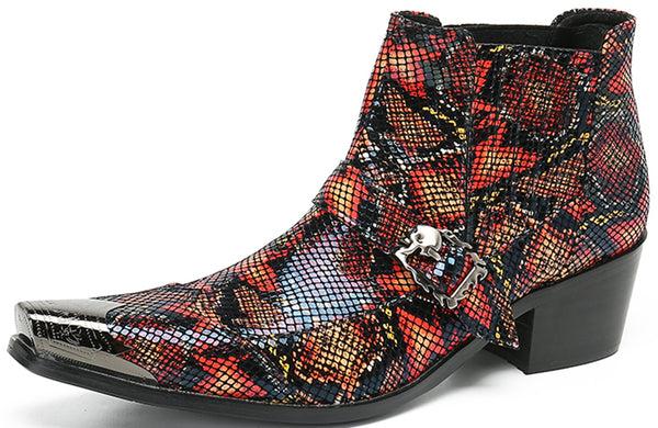 Santimon Men's Buckle Metal Tip Fashion Western Boots