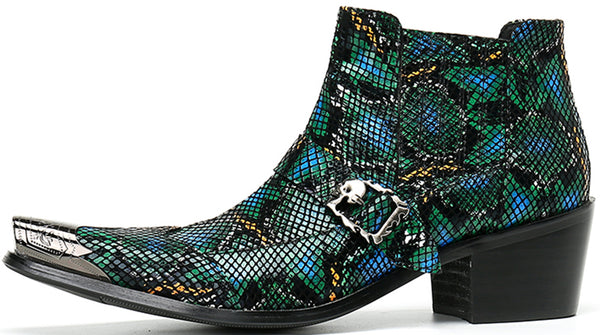 Santimon Men's Buckle Metal Tip Fashion Western Boots