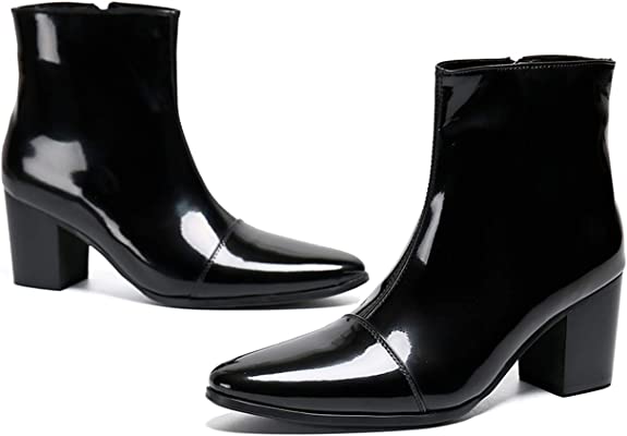Santimon Men's Casual Dress Western Boots Zipper Mid Calf