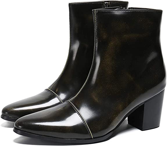 Santimon Men's Casual Dress Western Boots Zipper Mid Calf