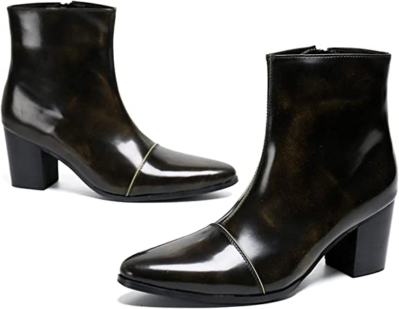 Santimon Men's Casual Dress Western Boots Zipper Mid Calf