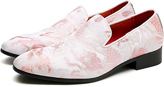 santimon Men's Casual Embroidery Smoking Loafers A5881