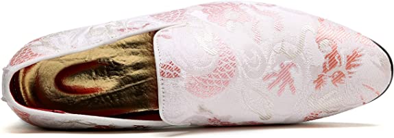 santimon Men's Casual Embroidery Smoking Loafers A5881