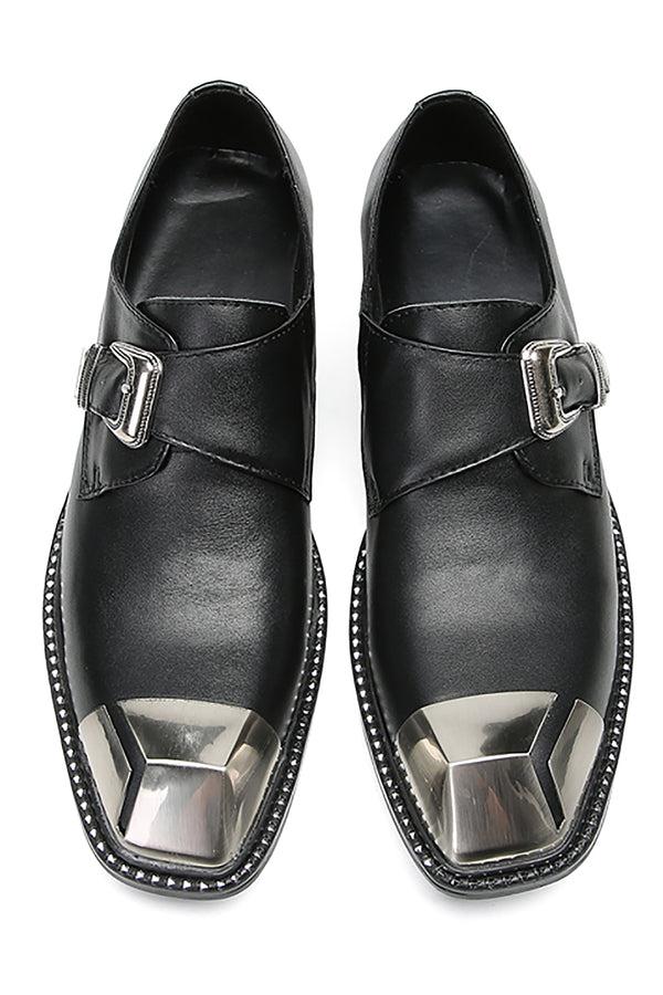 Santimon Men's Casual Metal-Square Toe Buckle Western Loafers