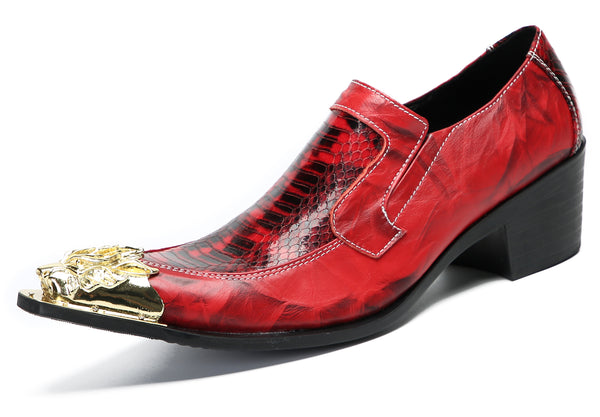 Santimon Men's Casual Metal-Tip Toe Western Loafers