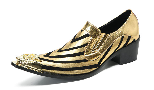 Santimon Men's Casual Metal-Tip Toe Western Loafers