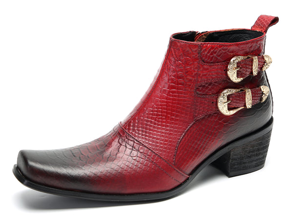 Santimon Men's Casual Plain Toe Double Buttons Boots