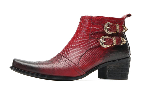 Santimon Men's Casual Plain Toe Double Buttons Boots