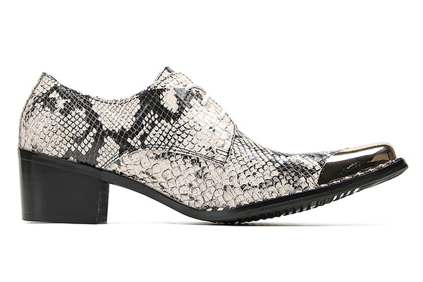 Santimon Men's Casual Snakeskin Texture Western Derby