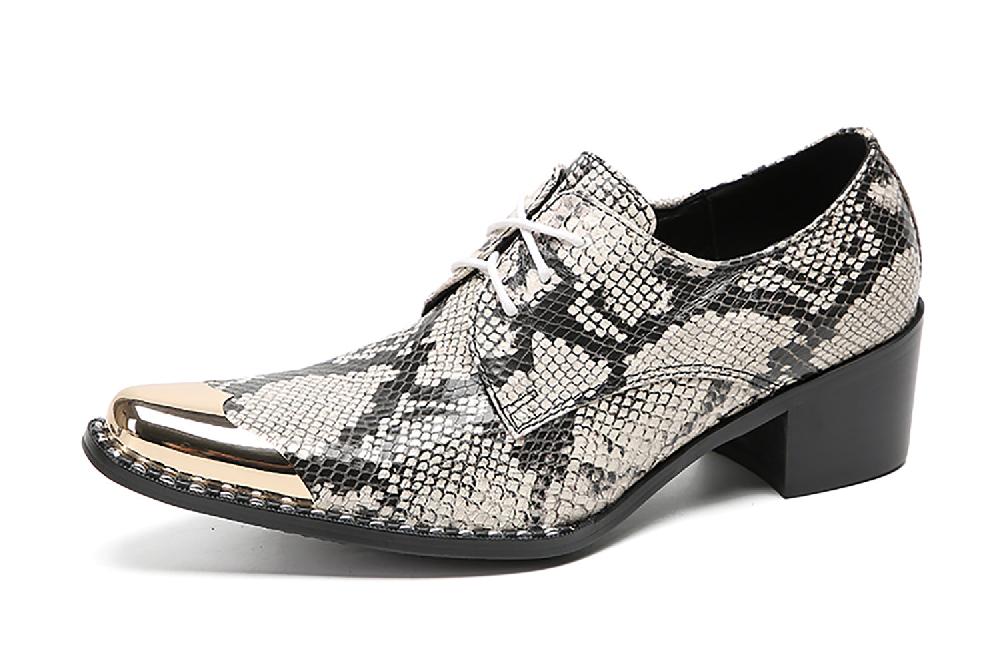 santimon Men's Casual Snakeskin Texture Western Derby