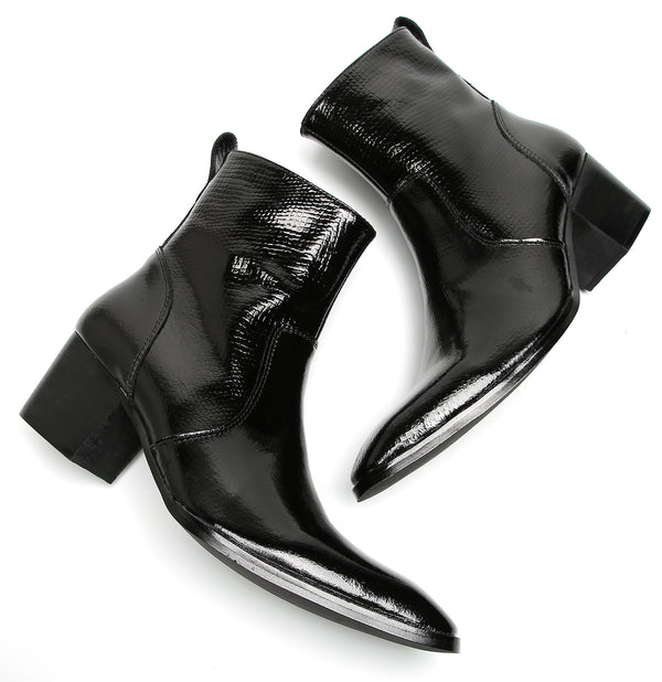 Santimon Men's Casual Zipper Hight Top Western Boots