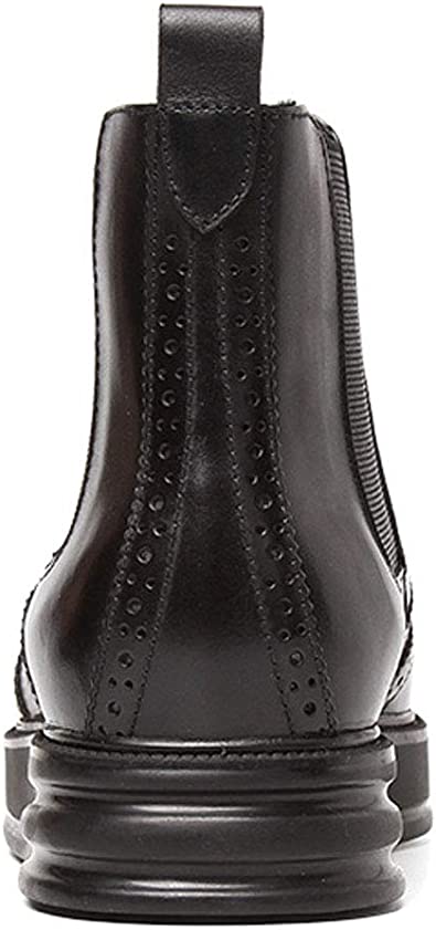 Santimon Men's Chelsea Boot Platform Wingtip Black Brown