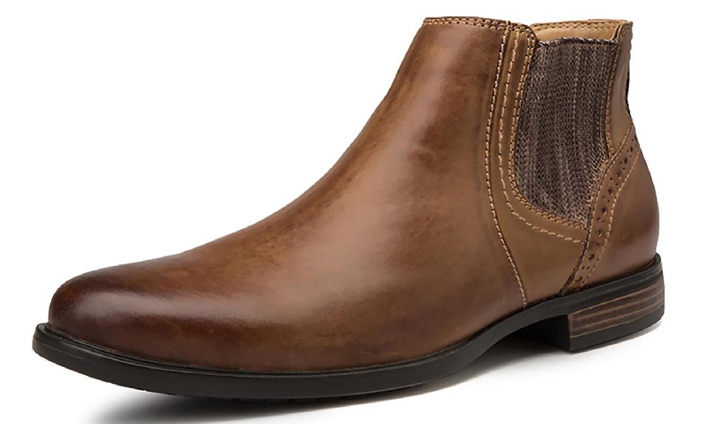santimon Men's Chelsea Boots Leather Black Brown Tan